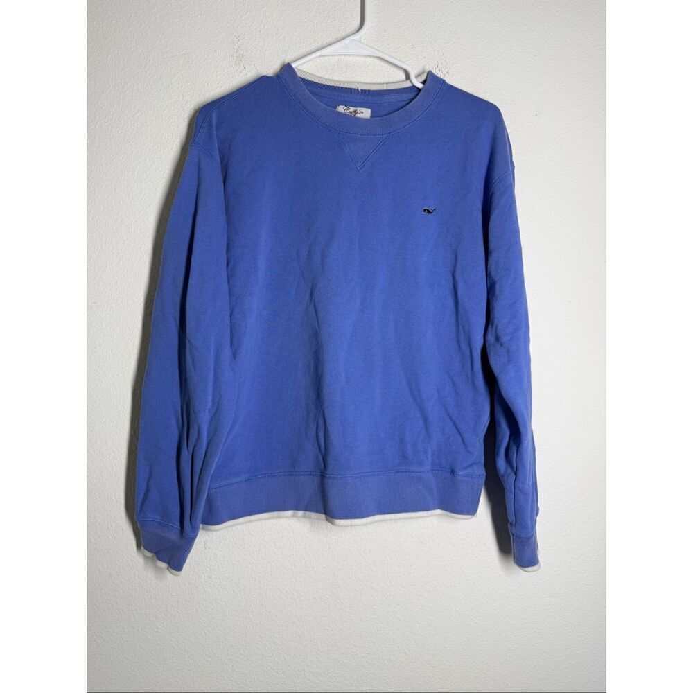 Cuffy's Cape Cod Sweatshirt Women’s Blue Pullover Ocean Wash Sweater Sz L Cotton